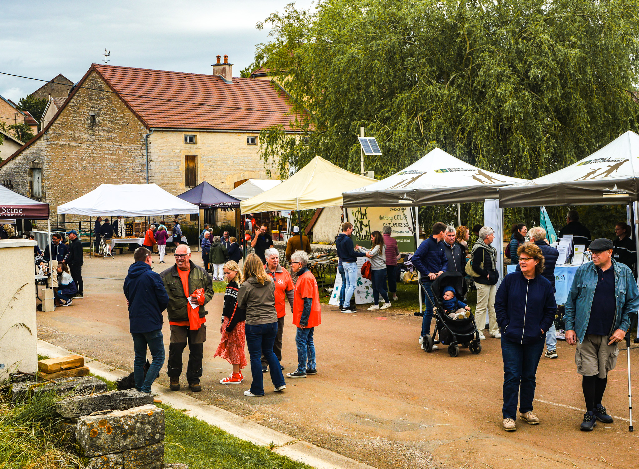 Photo des exposants dans les rues de Francheville
